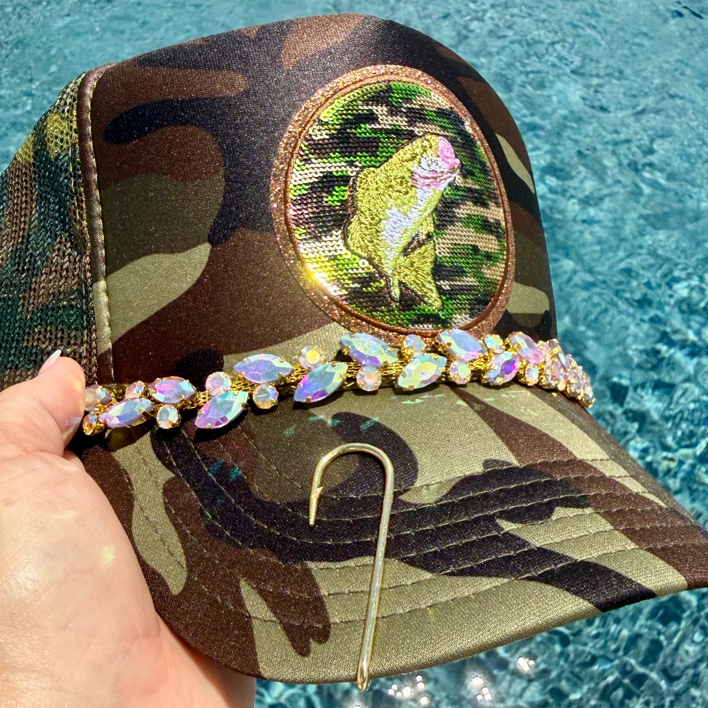 Camo Bass Bling Trucker Hat