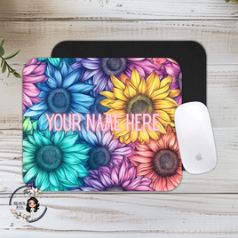 Rainbow Floral Mouse Pad