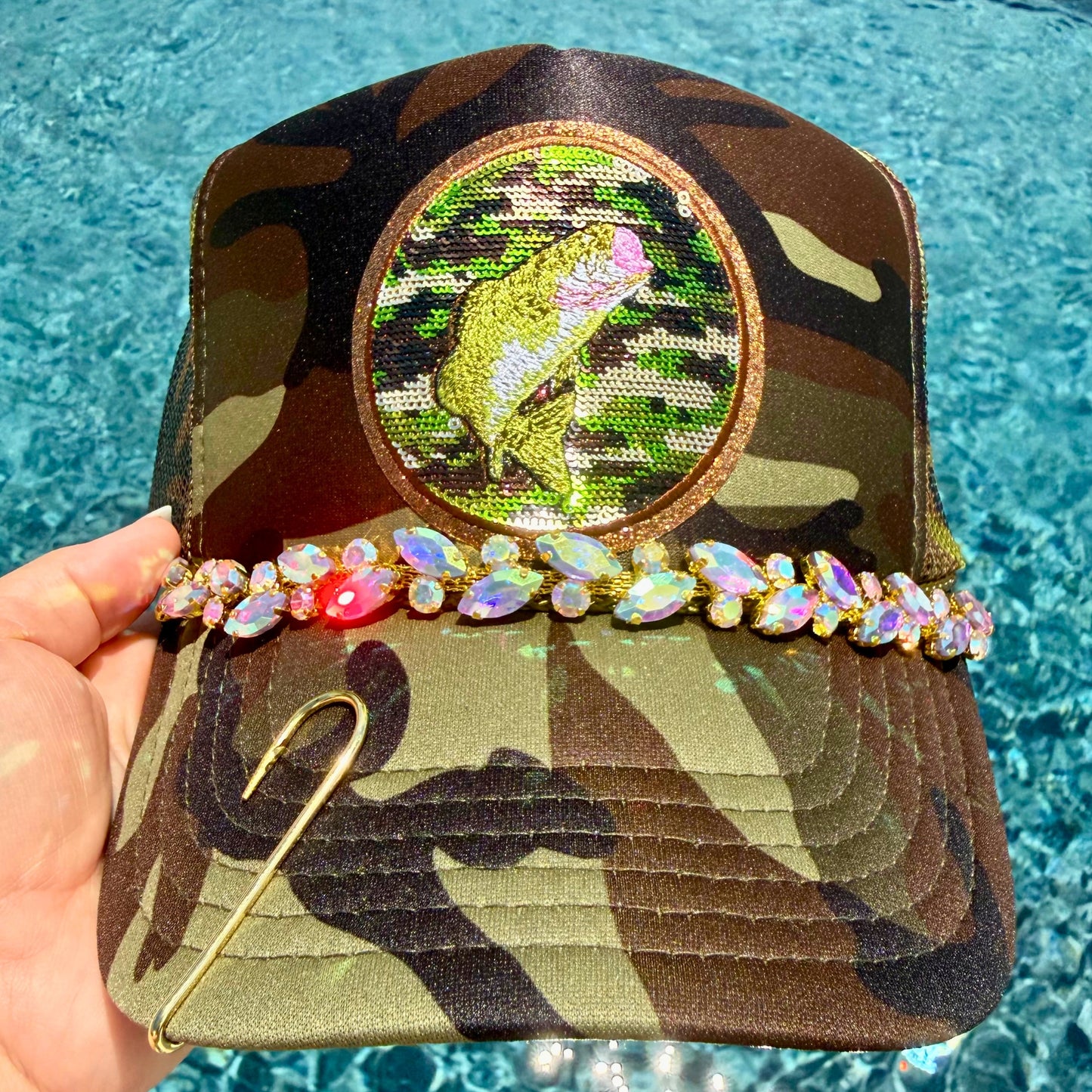 Camo Bass Bling Trucker Hat