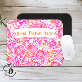 Pink School Supply Mouse Pad